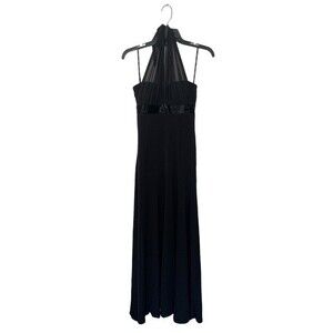 XOXO | Gorgeous Black Tulle HalterTie‎ Beaded Waist Evening Dress S
